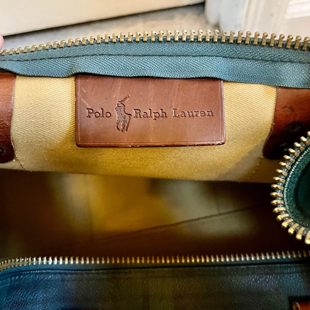 Polo Ralph Lauren Vintage green plaid duffel bag